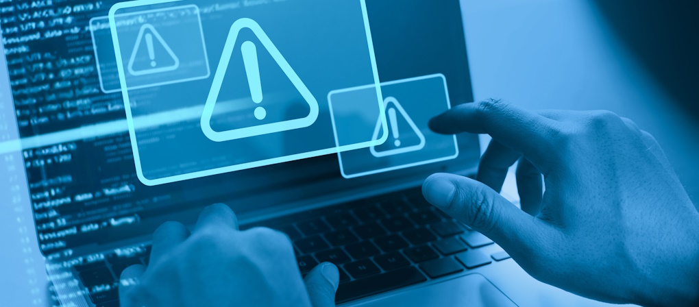 security breach warnings on laptop